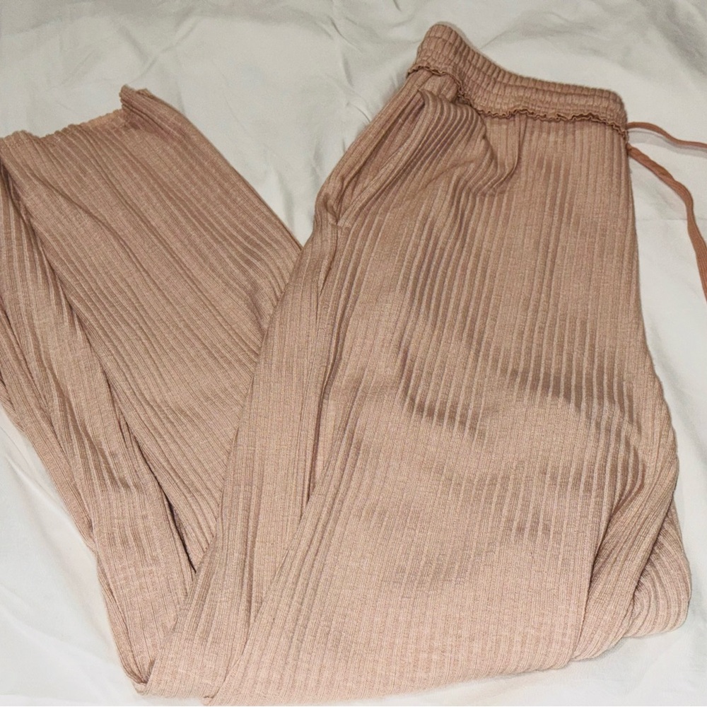 Women's Tan Ribbed Pants